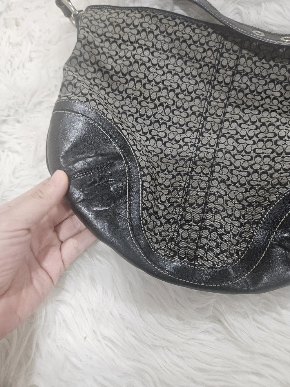 Classic Black Patterned Women's Shoulder Bag